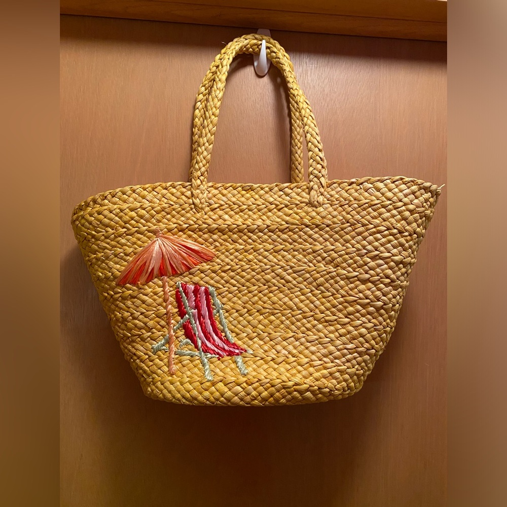 J.Crew straw tote beach bag